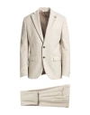 Paoloni Man Suit Beige Size 42 Virgin Wool, Elastane In Neutral