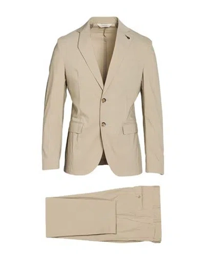 Paoloni Man Suit Beige Size 44 Cotton, Polyamide, Elastane In Brown