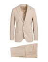 Paoloni Man Suit Beige Size 44 Virgin Wool, Elastane In Beige