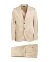 Paoloni Man Suit Beige Size 42 Cotton, Elastane