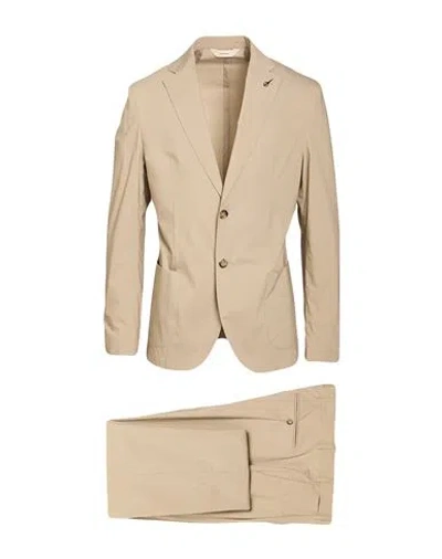 Paoloni Man Suit Beige Size 46 Cotton, Polyamide, Elastane In Neutral