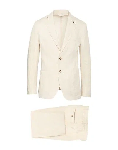 Paoloni Man Suit Beige Size 46 Linen In Neutral