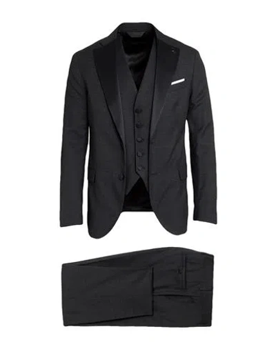 Paoloni Man Suit Lead Size 42 Virgin Wool In Black