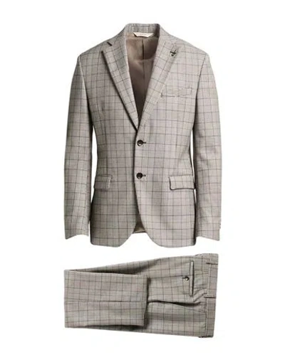 Paoloni Man Suit Black Size 42 Virgin Wool In Brown
