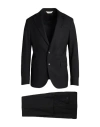 Paoloni Man Suit Midnight Blue Size 44 Virgin Wool In Black
