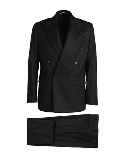Paoloni Man Suit Black Size 40 Wool, Elastane