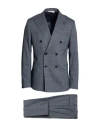 Paoloni Man Suit Black Size 46 Virgin Wool In Gray
