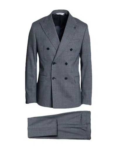 Paoloni Man Suit Black Size 46 Virgin Wool In Gray