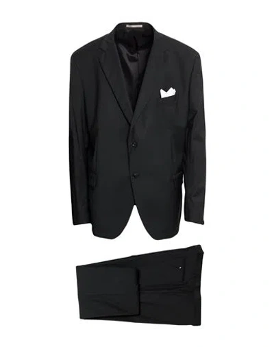 Paoloni Man Suit Black Size 52 Viscose, Polyester, Virgin Wool, Elastane