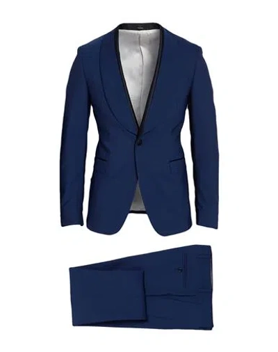 Paoloni Man Suit Blue Size 38 Virgin Wool, Elastane