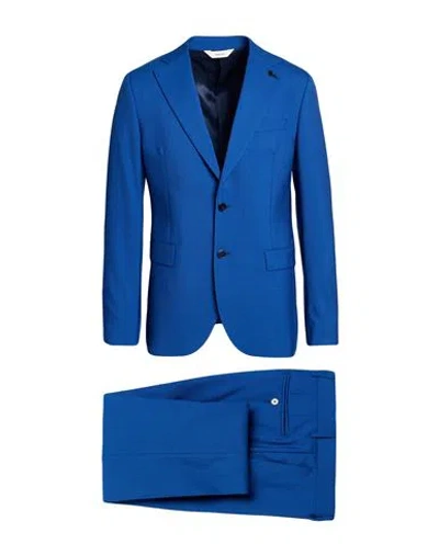 Paoloni Man Suit Blue Size 38 Wool, Elastane