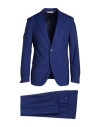 Paoloni Man Suit Blue Size 44 Wool, Elastane In Blue