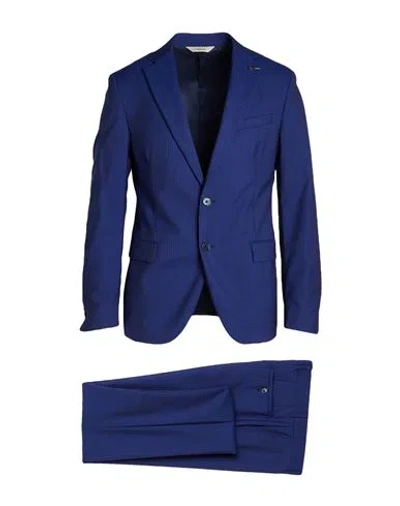 Paoloni Man Suit Blue Size 44 Wool, Elastane