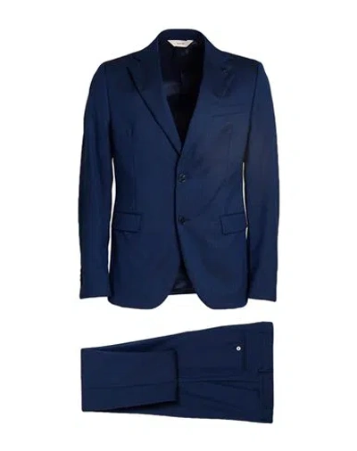 Paoloni Man Suit Blue Size 44 Wool, Elastane
