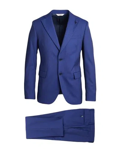 Paoloni Man Suit Blue Size 42 Wool, Elastane
