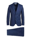 Paoloni Man Suit Blue Size 42 Cotton, Virgin Wool In Blue
