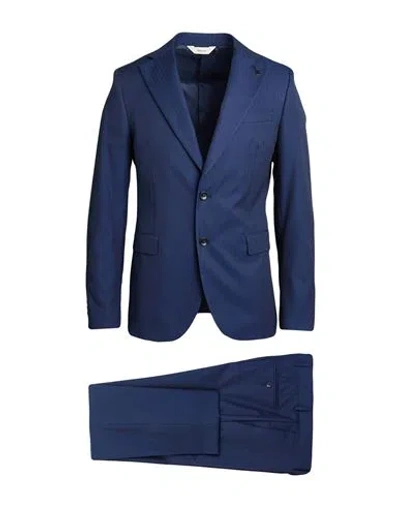 Paoloni Man Suit Blue Size 42 Cotton, Virgin Wool