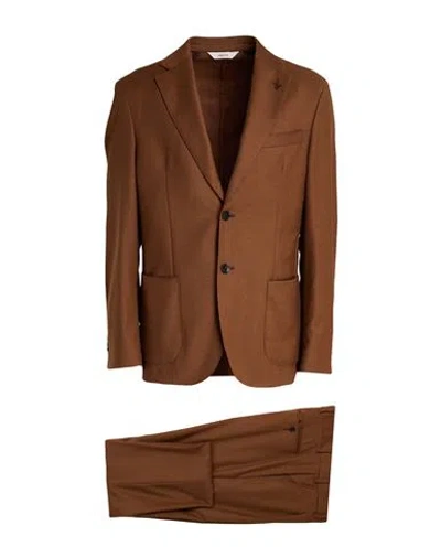Paoloni Man Suit Brown Size 36 Virgin Wool, Elastane