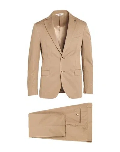 PAOLONI PAOLONI MAN SUIT CAMEL SIZE 42 COTTON, VIRGIN WOOL