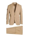 Paoloni Man Suit Camel Size 44 Wool, Elastane In Neutral