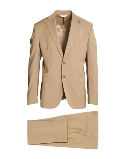 Paoloni Man Suit Camel Size 44 Wool, Elastane In Neutral