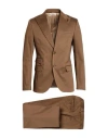 Paoloni Man Suit Camel Size 42 Cotton, Elastane In Beige