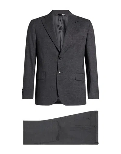 Paoloni Man Suit Charcoal Size 38 Virgin Wool In Grey