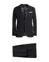 Paoloni Man Suit Charcoal Size 44 Virgin Wool In Black