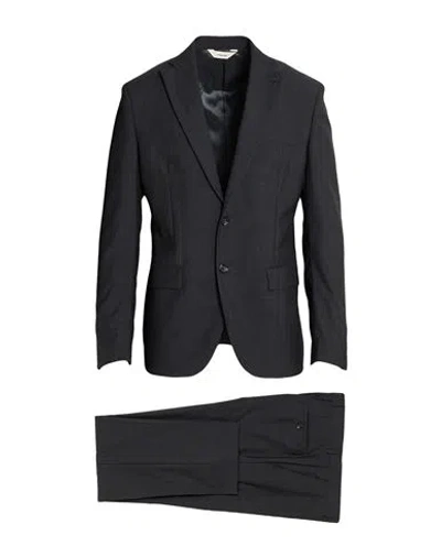 Paoloni Man Suit Charcoal Size 46 Virgin Wool In Black