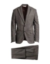 Paoloni Man Suit Chocolate Brown Size 44 Virgin Wool, Elastane In Brown