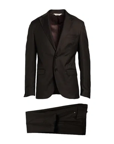 Paoloni Man Suit Dark Brown Size 38 Virgin Wool
