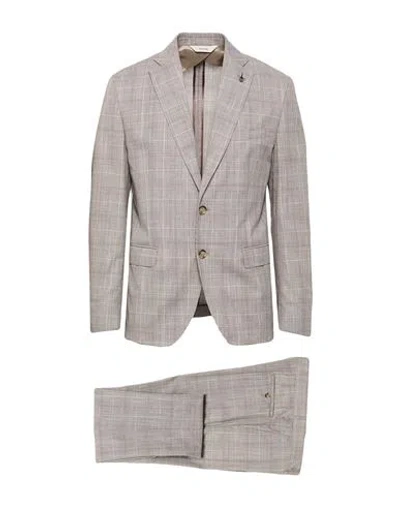 Paoloni Man Suit Dark Brown Size 40 Virgin Wool, Silk, Linen, Polyamide