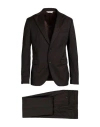Paoloni Man Suit Dark Brown Size 44 Virgin Wool In Brown