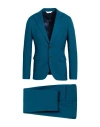 Paoloni Man Suit Deep Teal Size 40 Virgin Wool In Green