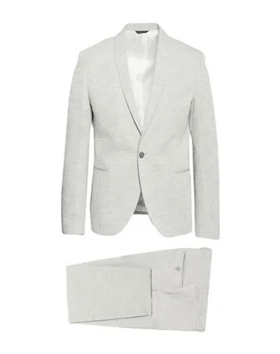 Paoloni Man Suit Grey Size 40 Cotton, Elastane In Multi