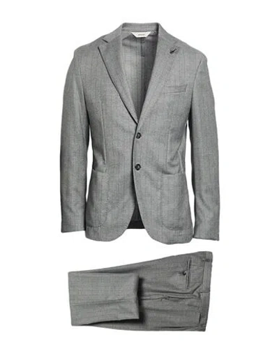 Paoloni Man Suit Grey Size 40 Virgin Wool, Elastane In Multi