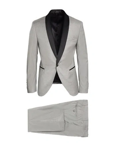 Paoloni Man Suit Grey Size 40 Virgin Wool, Viscose, Elastane In Neutral