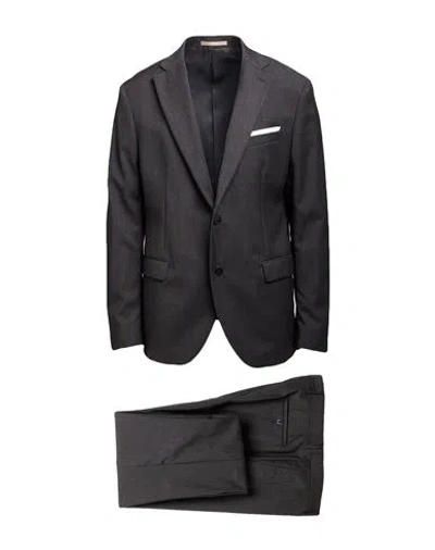 Paoloni Man Suit Grey Size 44 Virgin Wool In Black