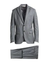 Paoloni Man Suit Grey Size 44 Virgin Wool, Elastane, Polyamide In Gray