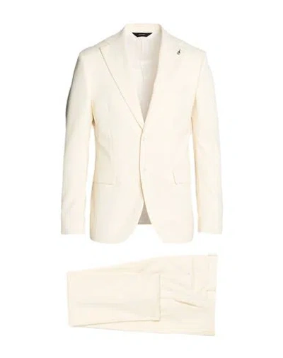 Paoloni Man Suit Ivory Size 42 Virgin Wool, Silk In White