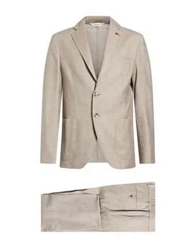 Paoloni Man Suit Khaki Size 40 Virgin Wool, Elastane In Neutral