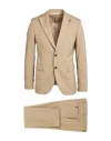 Paoloni Man Suit Beige Size 44 Virgin Wool, Elastane In Beige