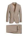 Paoloni Man Suit Khaki Size 40 Wool In Beige