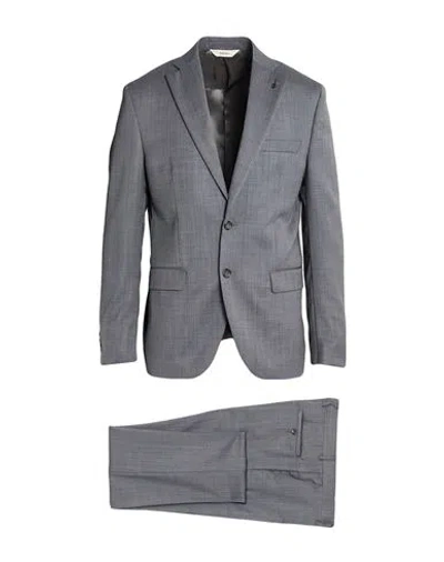 Paoloni Man Suit Lead Size 38 Virgin Wool In Gray