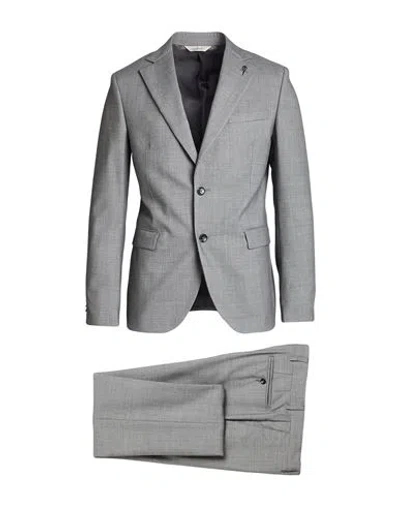 Paoloni Man Suit Lead Size 42 Virgin Wool In Grey