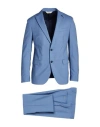 Paoloni Man Suit Light Blue Size 44 Virgin Wool, Elastane In Blue