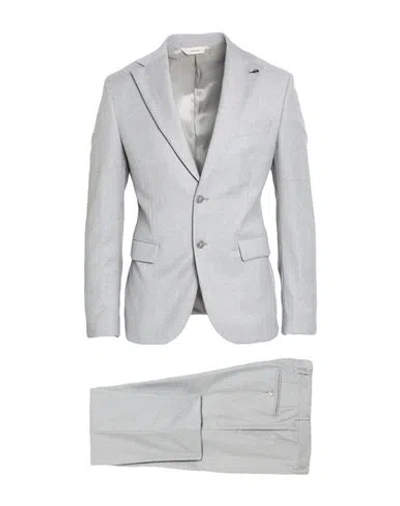 Paoloni Man Suit Light Grey Size 36 Virgin Wool, Elastane In Gray