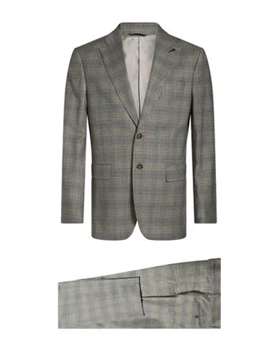 Paoloni Man Suit Light Grey Size 40 Virgin Wool, Elastane In Gray