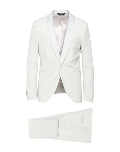 Paoloni Man Suit Light Grey Size 40 Wool, Elastane In Gray