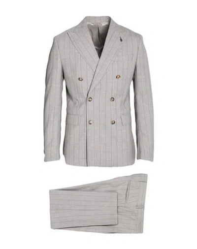 Paoloni Man Suit Light Grey Size 44 Virgin Wool In Gray